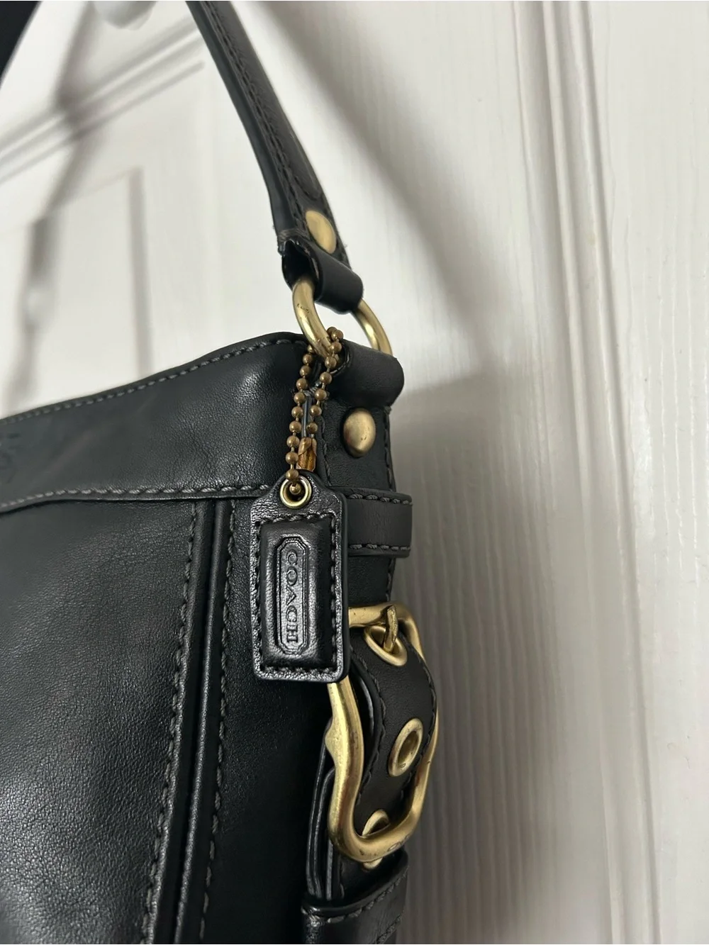 Coach Mini Zoe Black Leather Hobo/Shoulder Bag - Picture 3 of 5
